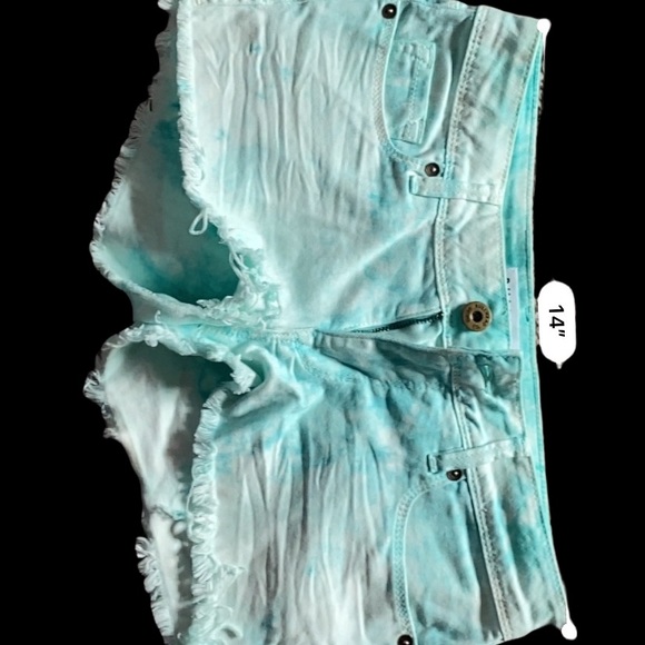 PacSun Bullhead 7” Low Rise Frayed Shorts Tie Dye Mint | Size 5 | - Picture 12 of 14